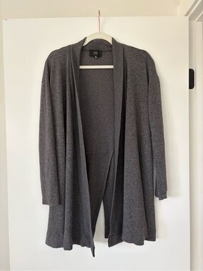 Open-Front Gray Knit Cardigan